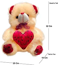 Cream and Brown Teddy Bear Cap Style with Heart (13Inch) and Red mini (6inch) Setnbsp;ofnbsp;3-thumb2