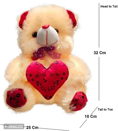 Cream and Brown Teddy Bear Cap Style with Heart (13Inch) and Red mini (6inch) Setnbsp;ofnbsp;3-thumb3