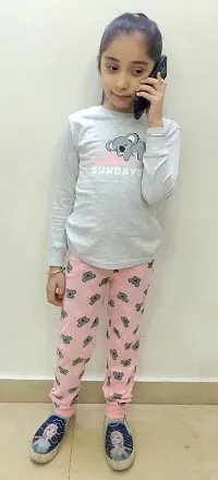 Trisav Hosiery Cotton Full Sleeves Night Suit/ Pajama Set for Girls and Boys. (5-6 Years, Grey(Lazy Sunday))-thumb1