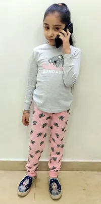 Trisav Hosiery Cotton Full Sleeves Night Suit/ Pajama Set for Girls and Boys. (5-6 Years, Grey(Lazy Sunday))-thumb2