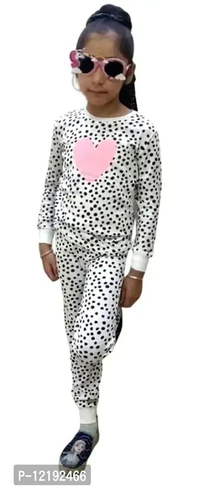 Trisav Hosiery Cotton Full Sleeves Night Suit/ Pajama Set for Girls and Boys. (5-6 Years, Balck and White (Heart))-thumb0