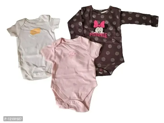 Trisav very soft and comfortable kids onesies/rompers (Set of three) for 3-6 months old kid (multi 4)-thumb2