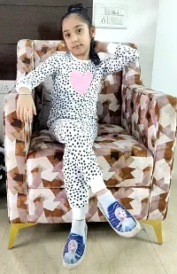 Trisav Hosiery Cotton Full Sleeves Night Suit/ Pajama Set for Girls and Boys. (5-6 Years, Balck and White (Heart))-thumb3