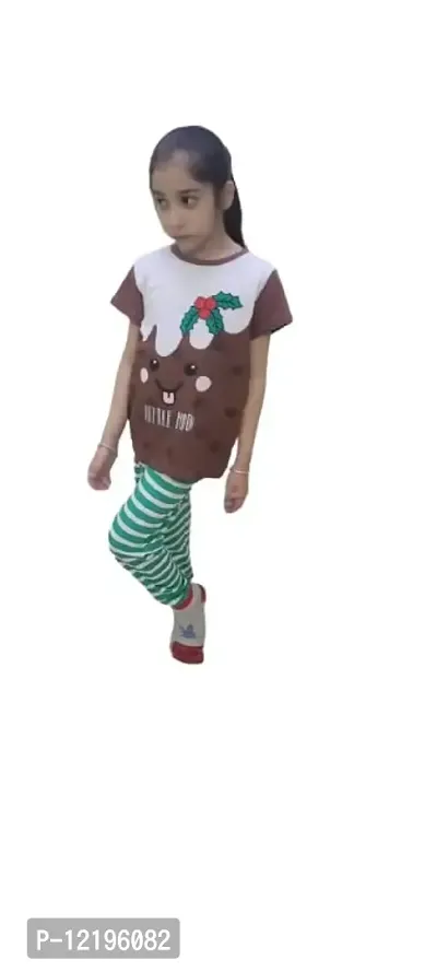 Trisav Hosiery Cotton Full Sleeves Night Suit/ Pajama Set for Girls and Boys. (9-10 Years, Brown (Mistletoe))