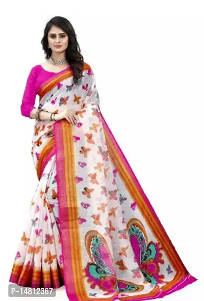 Stylish Cotton Pink Printed Saree With Blouse Piece For Women