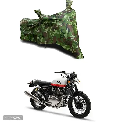 GLAMND-100% Dustproof Bike Scooty Two Wheeler Body Cover Compatible For Royal Enfie Interceptor 650 BS6 Water Resistance  Waterproof UV Protection Indor Outdor Parking With All Varients[Militry GMJ]