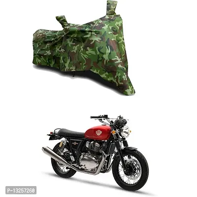 GLAMND-100% Dustproof Bike Scooty Two Wheeler Body Cover Compatible For Royal Enfie Interceptor 650 ABS Water Resistance  Waterproof UV Protection Indor Outdor Parking With All Varients[Militry GMJ]