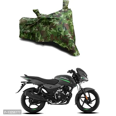 GLAMND-100% Dustproof Bike Scooty Two Wheeler Body Cover Compatible For Bajaj Pulsar 125-Disc Water Resistance  Waterproof UV Protection Indor Outdor Parking With All Varients[Militry GMJ]