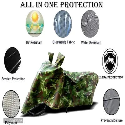 GLAMND-100% Dustproof Bike Scooty Two Wheeler Body Cover Compatible For TVS Scooty Pep Plus BS6 Water Resistance  Waterproof UV Protection Indor Outdor Parking With All Varients[Militry GMJ]-thumb4