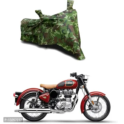 GLAMND-100% Dustproof Bike Scooty Two Wheeler Body Cover Compatible For Royal Enfie Classic 350 Halcyon Water Resistance  Waterproof UV Protection Indor Outdor Parking With All Varients[Militry GMJ]