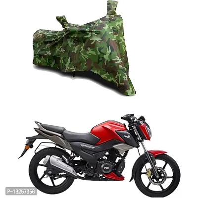 GLAMND-100% Dustproof Bike Scooty Two Wheeler Body Cover Compatible For TVS Raider Drum Water Resistance  Waterproof UV Protection Indor Outdor Parking With All Varients[Militry GMJ]