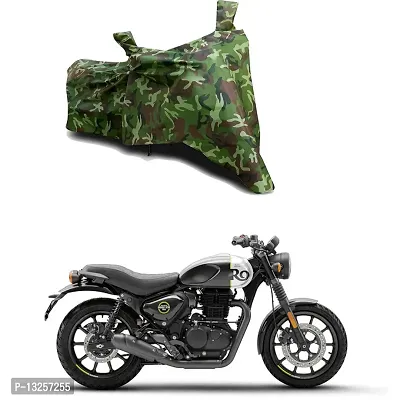 GLAMND-100% Dustproof Bike Scooty Two Wheeler Body Cover Compatible For Royal Enfie Hunter 350 BS6 Water Resistance  Waterproof UV Protection Indor Outdor Parking With All Varients[Militry GMJ]-thumb0