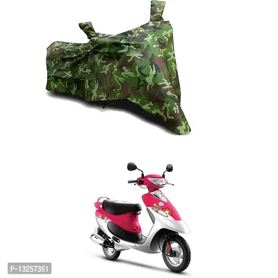 GLAMND-100% Dustproof Bike Scooty Two Wheeler Body Cover Compatible For TVS Scooty Pep Plus Water Resistance  Waterproof UV Protection Indor Outdor Parking With All Varients[Militry GMJ]