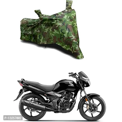 GLAMND-100% Dustproof Bike Scooty Two Wheeler Body Cover Compatible For Honda Unicorn BS6 Water Resistance  Waterproof UV Protection Indor Outdor Parking With All Varients[Militry GMJ]-thumb0