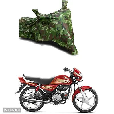 GLAMND-100% Dustproof Bike Scooty Two Wheeler Body Cover Compatible For Hero HF Deluxe Kick Water Resistance  Waterproof UV Protection Indor Outdor Parking With All Varients[Militry GMJ]