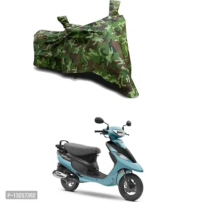 GLAMND-100% Dustproof Bike Scooty Two Wheeler Body Cover Compatible For TVS Scooty Pep Plus BS6 Water Resistance  Waterproof UV Protection Indor Outdor Parking With All Varients[Militry GMJ]-thumb0