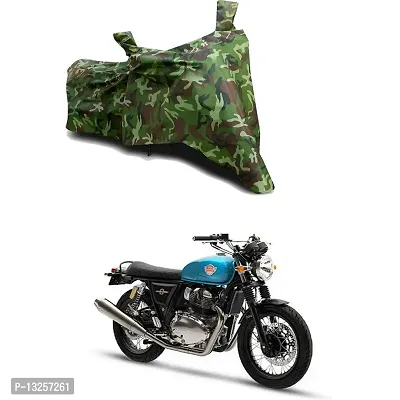 GLAMND-100% Dustproof Bike Scooty Two Wheeler Body Cover Compatible For Royal Enfie Interceptor 650 Drag Water Resistance  Waterproof UV Protection Indor Outdor Parking With All Varients[Militry GMJ]