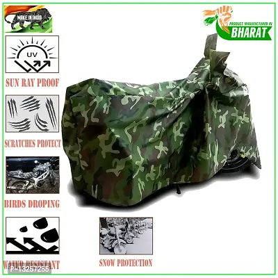 GLAMND-100% Dustproof Bike Scooty Two Wheeler Body Cover Compatible For Royal Enfie Hunter 350 BS6 Water Resistance  Waterproof UV Protection Indor Outdor Parking With All Varients[Militry GMJ]-thumb2