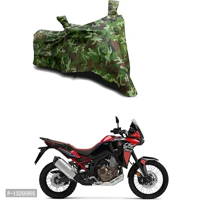 GLAMND-100% Dustproof Bike Scooty Two Wheeler Body Cover Compatible For Honda Africa Twin Water Resistance  Waterproof UV Protection Indor Outdor Parking With All Varients[Militry GMJ]