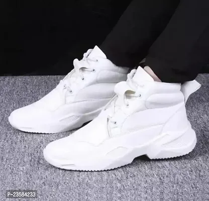 Stylish White Synthetic Flat Boots For Men-thumb0