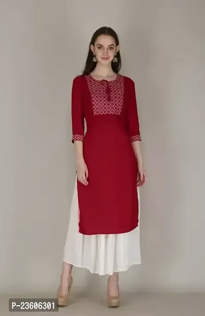 Reliable Maroon Rayon Self Design  Kurta For Women