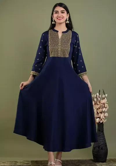 Beautiful Poly Rayon Embroidered Kurta For Women