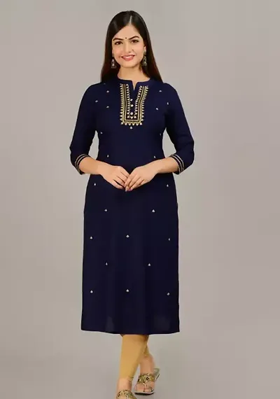 Reliable Rayon Self Design A-Line Kurta For Women