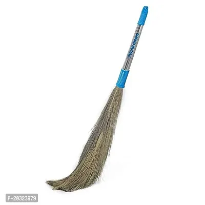 Stick with Long Steel Handle, Soft Grass Broom Stick for Home Pantry Office Cleaning, Jhadu for Floor and Home Long Handle, Phool Jhadu