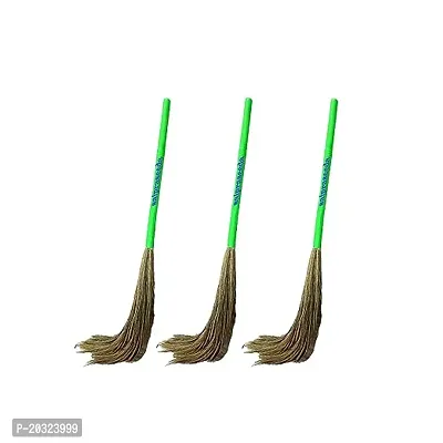 Sadabahar Broom Phool Jhadu Natural Mizoram Heavy Duty King Size Long Grass 17.2 cm with Laminated Plastic Handle, for Easy Floor Sweeping (Pack of 1)-thumb0