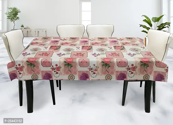 Fancy Floral 6 Seater Table Cover(Pink, Pvc)