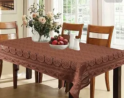 Fancy Self Design 6 Seater Table Cover(Brown, Cotton)-thumb2