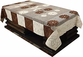 Fancy Floral 4 Seater Table Cover(Brown, Beige, Cotton)-thumb1