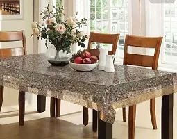 Fancy Self Design 6 Seater Table Cover(White, Pvc)-thumb2