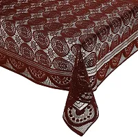 Fancy Self Design 6 Seater Table Cover(Brown, Cotton)-thumb1