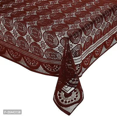 Fancy Self Design 6 Seater Table Cover(Brown, Cotton)-thumb2