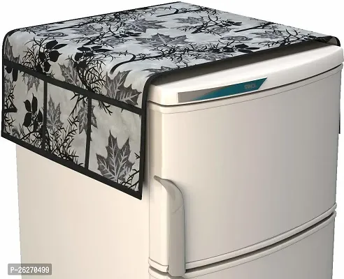 Refrigerator Cover And Mat Combo - 1 Top Cover, 2 Handle Covers And 3 Fridge Inside Shelf Mats-thumb2