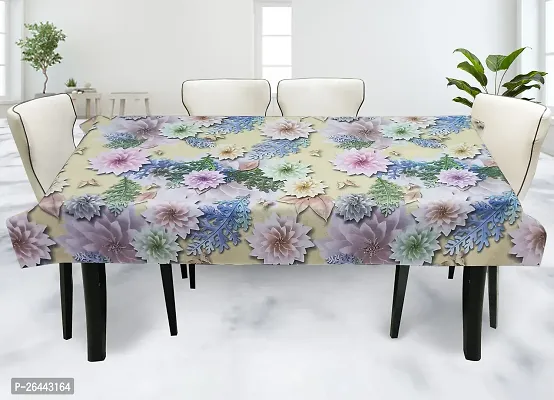 Fancy Floral 6 Seater Table Cover(Sky Blue, Pvc)-thumb0