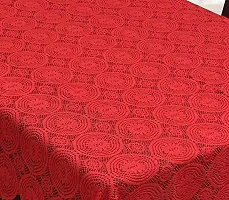 Fancy Self Design 6 Seater Table Cover(Red, Cotton)-thumb2