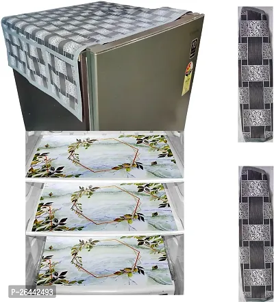 Fancy Refrigerator Cover(Width: 55 Cm, Grey And White)-thumb0