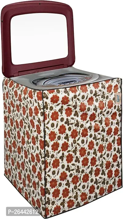 Fancy Top Loading Washing Machine Cover(Width: 61 Cm, White And Red)