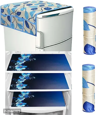 Fancy Refrigerator Cover(Width: 55 Cm, Blue)