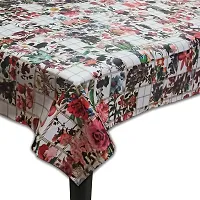 Fancy Floral 6 Seater Table Cover(Red, Pvc)-thumb1