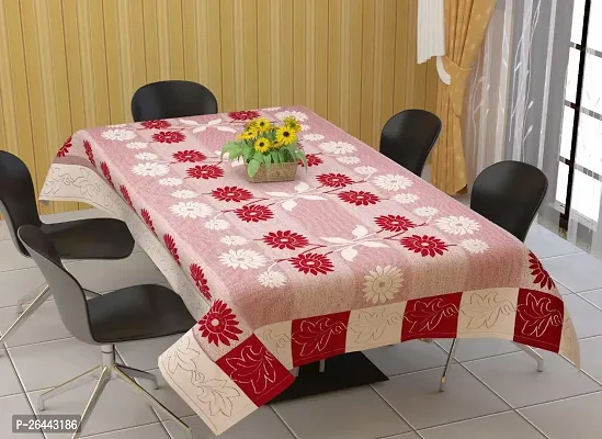 Fancy Self Design 6 Seater Table Cover(Maroon, Cotton)-thumb0