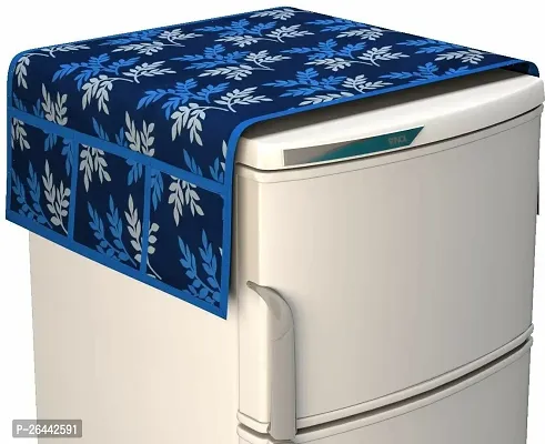 Fancy Refrigerator Cover(Width: 55 Cm, Blue)-thumb2