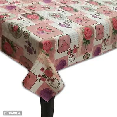 Fancy Floral 6 Seater Table Cover(Pink, Pvc)-thumb2