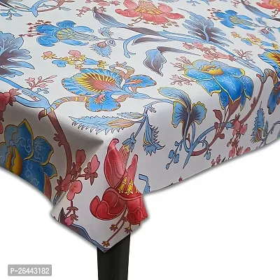 Fancy Floral 6 Seater Table Cover(Blue, Pvc)-thumb2