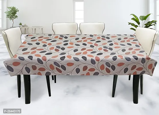 Fancy Floral 6 Seater Table Cover(Off White, Pvc)