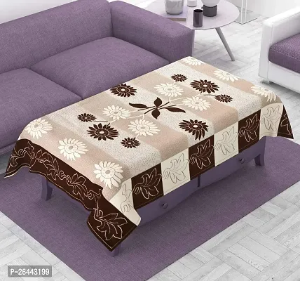 Fancy Floral 4 Seater Table Cover(Brown, Beige, Cotton)-thumb0