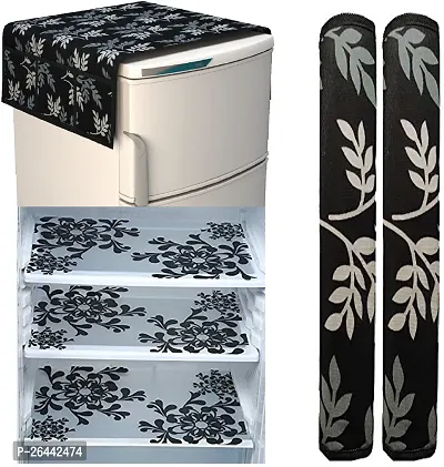 Fancy Refrigerator Cover(Width: 55 Cm, Black)-thumb0