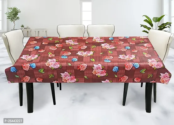 Fancy Floral 6 Seater Table Cover(Maroon, Pvc)